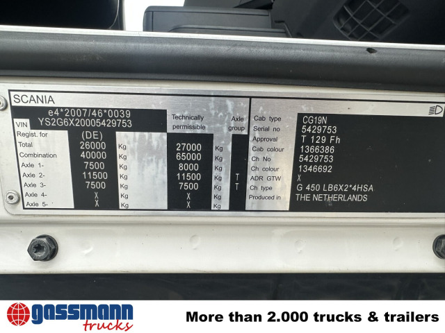 Scania G 450 6x2/4, Lift-/Lenkachse, Kli-Ret 